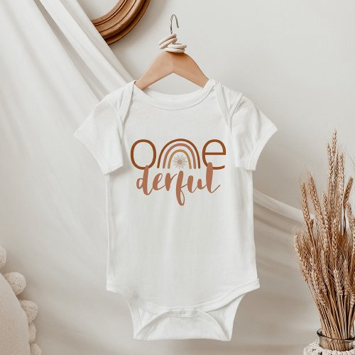 TINLEY Boho Terracotta Rainbow Onederful Birthday Baby Bodysuit