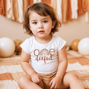 TINLEY Boho Terracotta Rainbow Onederful Birthday Baby T-Shirt
