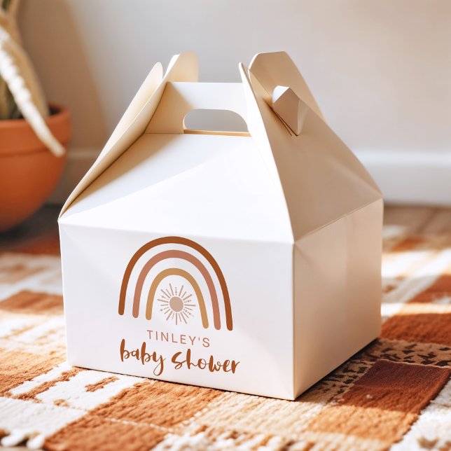 TINLEY Boho Terracotta Rainbow Sun Baby Invitation Favor Boxes (Creator Uploaded)