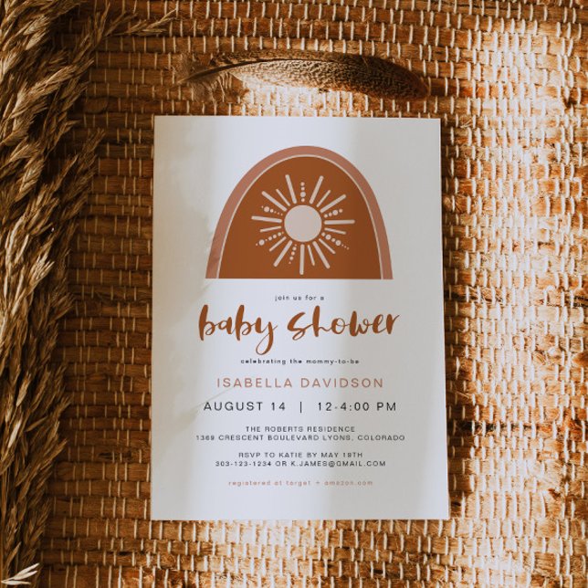 TINLEY Boho Terracotta Sun Rainbow Baby Invitation (Creator Uploaded)