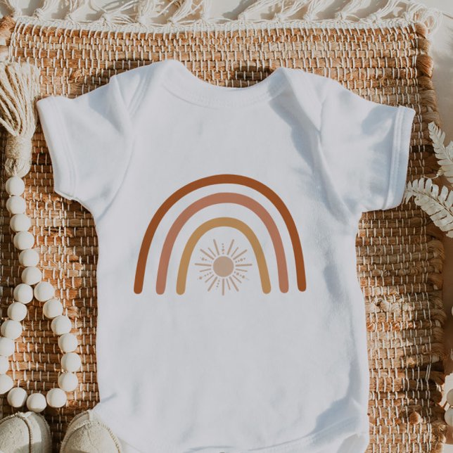 TINLEY Cute Bohemian Terracotta and Rust Rainbow Baby Bodysuit (Creator Uploaded)