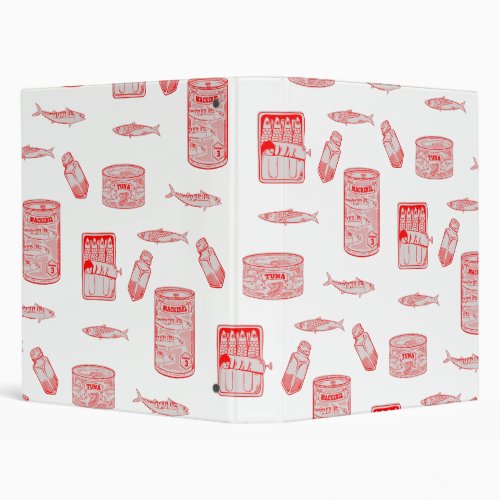 Tinned Fish Pattern 3 Ring Binder