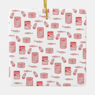 Tinned Fish Pattern Ceramic Ornament