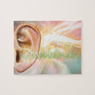 Tinnitus, conceptual computer artwork. jigsaw puzzle