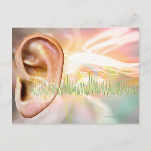 Tinnitus conceptual computer artwork postcard
