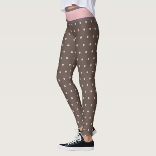 Tinny Polka Dots Brown Pink Leggings