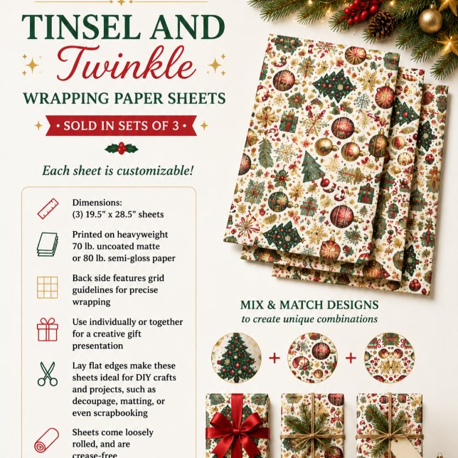 Tinsel and Twinkle Wrapping Paper Sheets (Creator Uploaded)