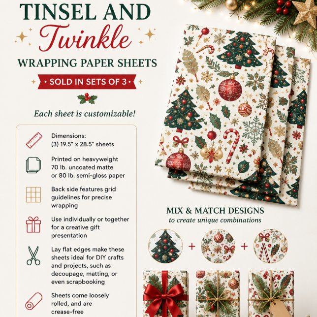 Tinsel and Twinkle Wrapping Paper Sheets (Creator Uploaded)
