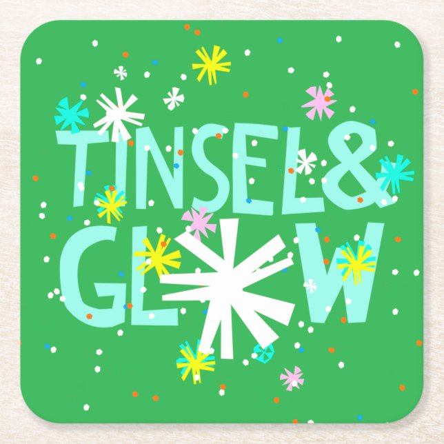Tinsel & Glow Square Paper Coaster (Front)
