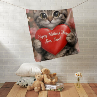 Tinsel "Happy Mother's Day Heart Kitten T-Shirt Baby Blanket