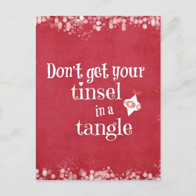 Tinsel in a Tangle Christmas Quote Holiday Postcard (Front)