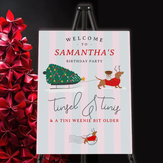 Tinsel & Tinis Tini Weenie Bit Older Party Welcome Foam Board (Tinsel & Tinis Tini Weenie Bit Older Christmas Cocktails Birthday Party Welcome Sign Foam Board)
