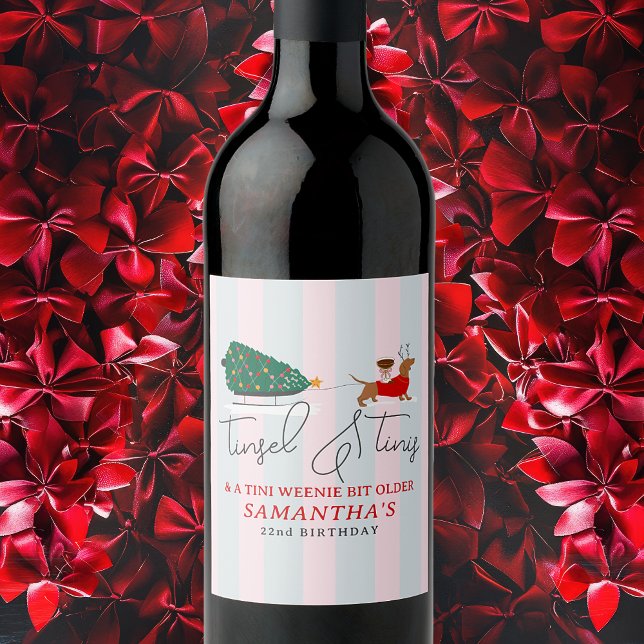Tinsel & Tinis Tini Weenie Bit Older Xmas Doxie Wine Label (Tinsel & Tinis Tini Weenie Bit Older Xmas Doxie Martini Cocktail Bottle Label)