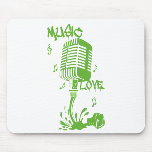 Tinta derramada forma Microfono en Verde Mouse Pad
