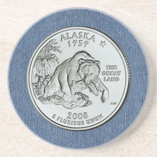 Tinted Alaska State Quarter Design  Coaster