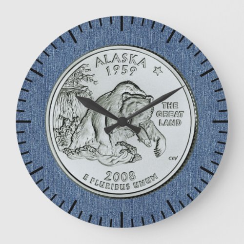 Tinted Alaska State Quarter Design  Large Clock