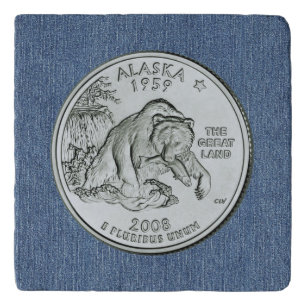 Tinted Alaska State Quarter Design  Trivet