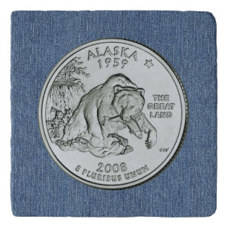 Tinted Alaska State Quarter Design Trivet
