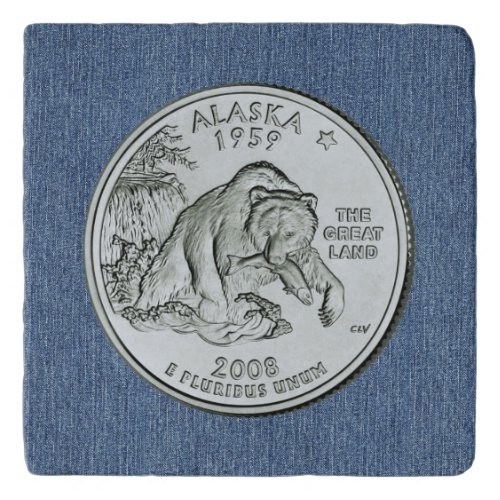 Tinted Alaska State Quarter Design  Trivet