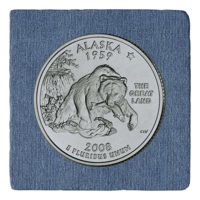 Tinted Alaska State Quarter Design  Trivet (Front)