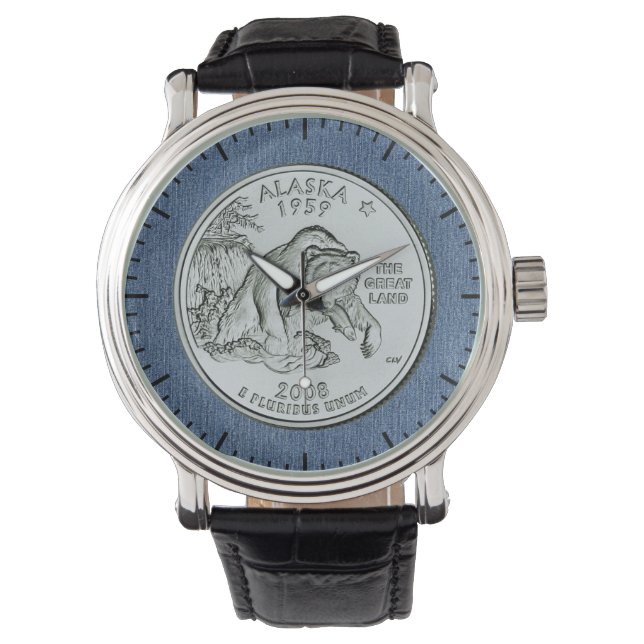 Tinted Alaska State Quarter Design   Watch (Front)