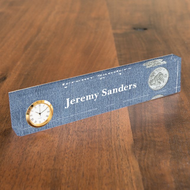 Tinted Alaska State Quarter Personalized Desk Name Plate (Side)