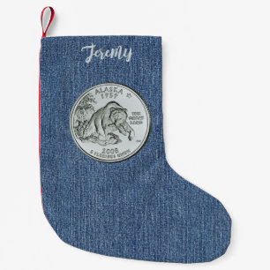 Tinted Alaska State Quarter Personalized Small Christmas Stocking