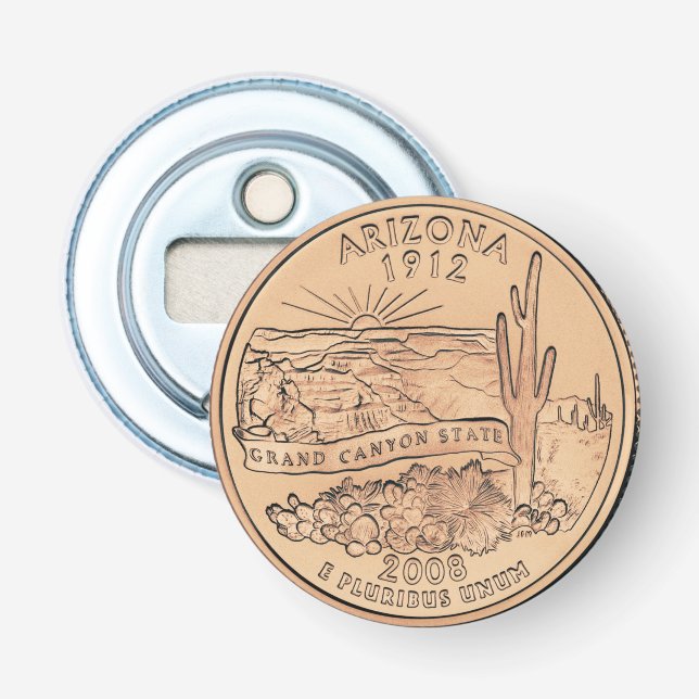 Tinted Arizona State Quarter Design  Bottle Opener (Front)