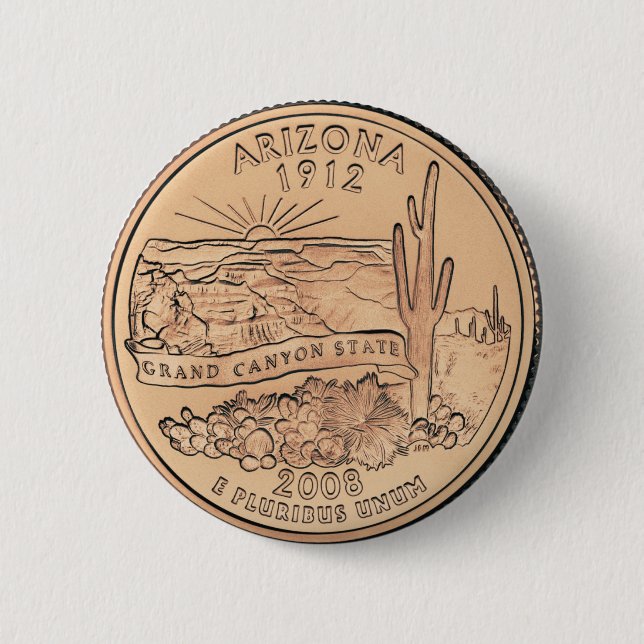 Tinted Arizona State Quarter Design   Button (Front)