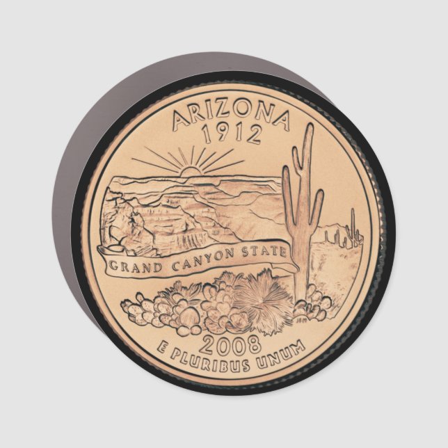 Tinted Arizona State Quarter Design  Car Magnet (Front)