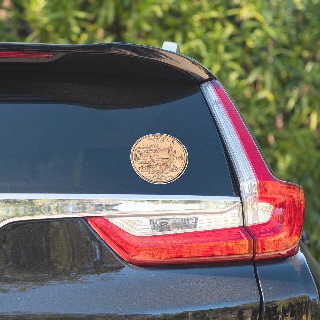 Tinted Arizona State Quarter Design Car Sticker (Car Side)