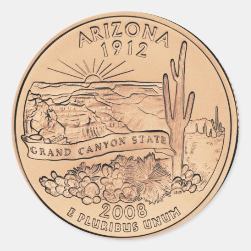 Tinted Arizona State Quarter Design  Classic Round Sticker