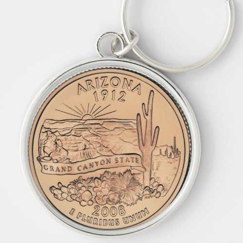 Tinted Arizona State Quarter Design   Keychain