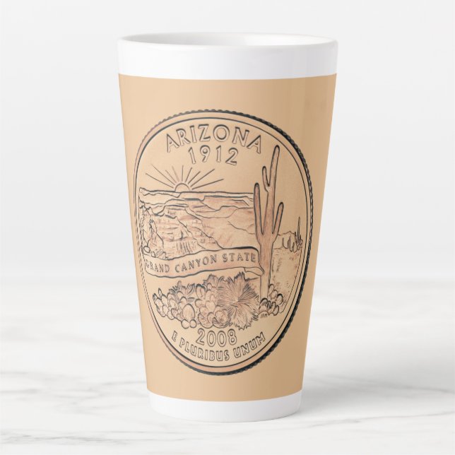 Tinted Arizona State Quarter Design   Latte Mug (Front)
