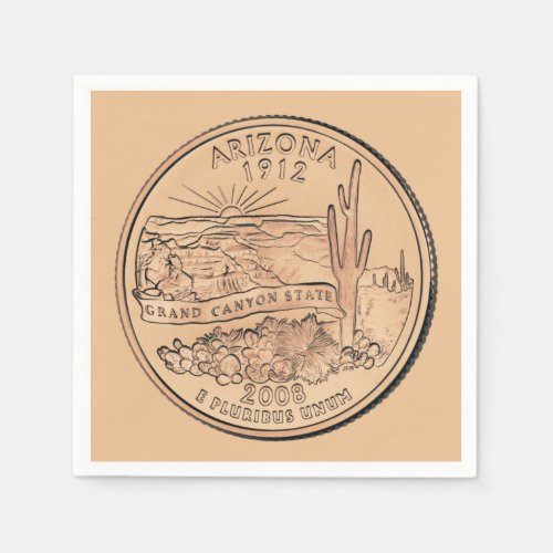 Tinted Arizona State Quarter Design  Napkins