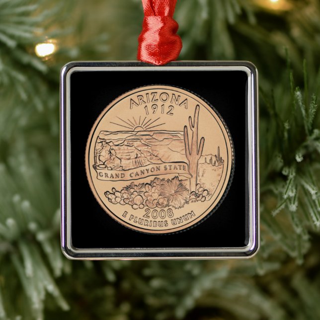 Tinted Arizona State Quarter  Metal Ornament (Tree)