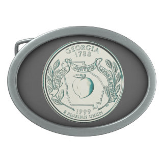 Tinted Georgia State Quarter Design Belt Buckle