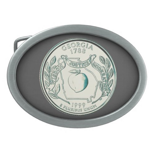 Tinted Georgia State Quarter Design  Belt Buckle