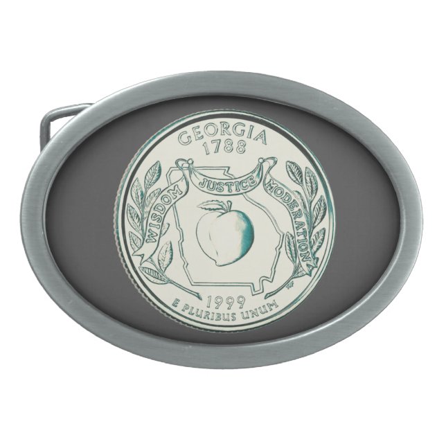 Tinted Georgia State Quarter Design  Belt Buckle (Front)