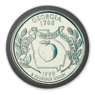Tinted Georgia State Quarter Design Ceramic Knob