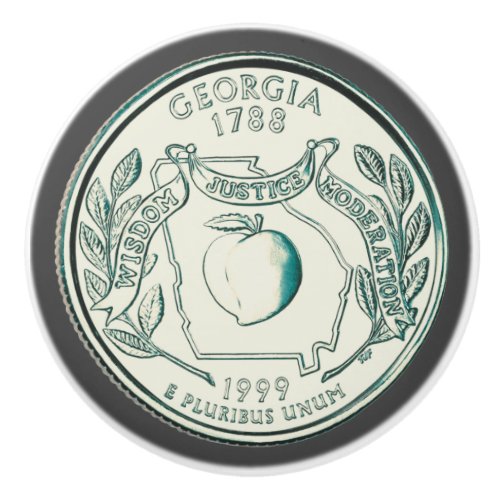 Tinted Georgia State Quarter Design  Ceramic Knob