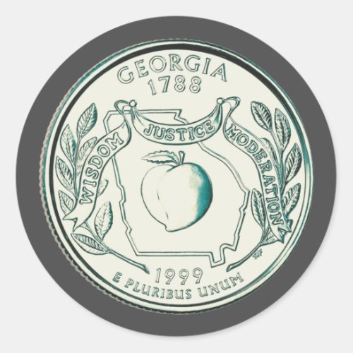 Tinted Georgia State Quarter Design  Classic Round Sticker