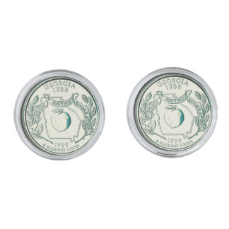 Tinted Georgia State Quarter Design Cufflinks