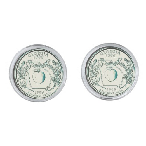 Tinted Georgia State Quarter Design  Cufflinks