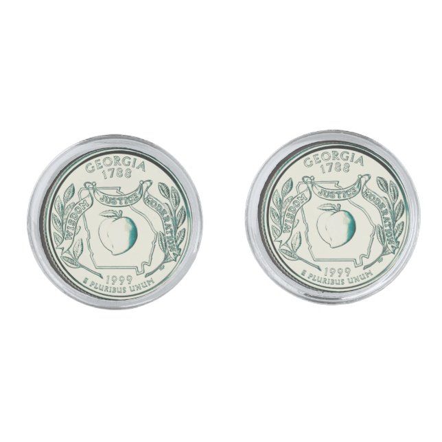 Tinted Georgia State Quarter Design  Cufflinks (Front)