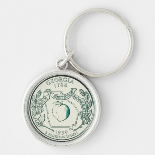 Tinted Georgia State Quarter Design  Keychain