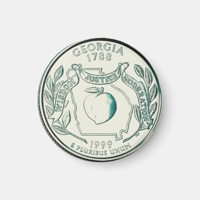 Tinted Georgia State Quarter Design Magnet (Front)