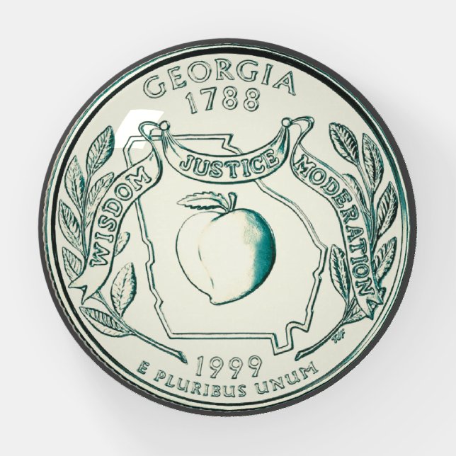 Tinted Georgia State Quarter Design  Paperweight (Front)