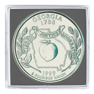Tinted Georgia State Quarter Design Silver Finish Lapel Pin