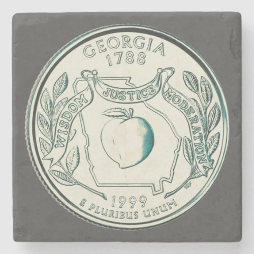 Tinted Georgia State Quarter Design  Stone Coaster